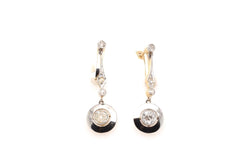 Boucles d'oreilles Art Déco diamants en or 18k et platine - Castafiore