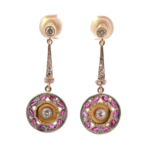 Boucles d'oreilles art déco diamants et rubis - Castafiore