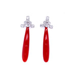 Boucles d'oreilles Art déco en or blanc, corail et diamant - Castafiore