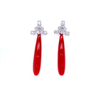 Boucles d'oreilles Art déco en or blanc, corail et diamant - Castafiore