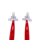 Boucles d'oreilles Art déco en or blanc, corail et diamant - Castafiore