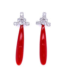 Boucles d'oreilles Art déco en or blanc, corail et diamant - Castafiore