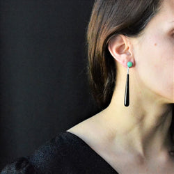 Boucles d'oreilles ART DÉCO en or blanc diamants onyx chrysoprases - Castafiore