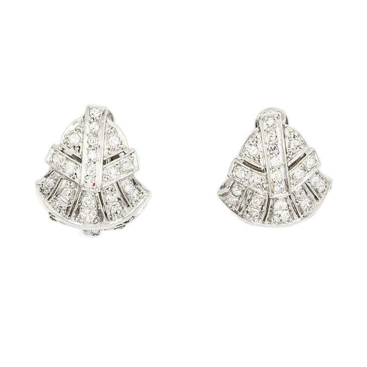Boucles d'oreilles Art Déco en platine et diamants - Castafiore