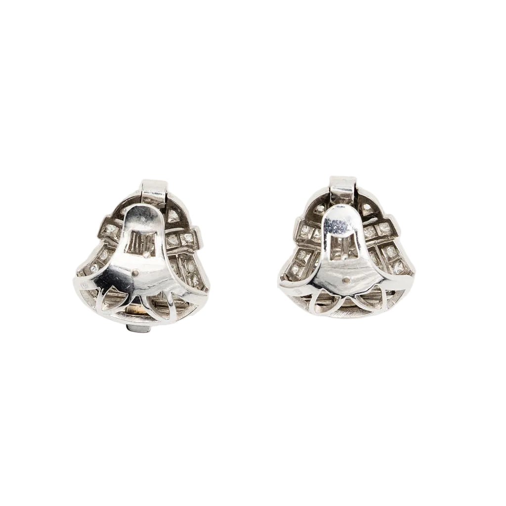 Boucles d'oreilles Art Déco en platine et diamants - Castafiore