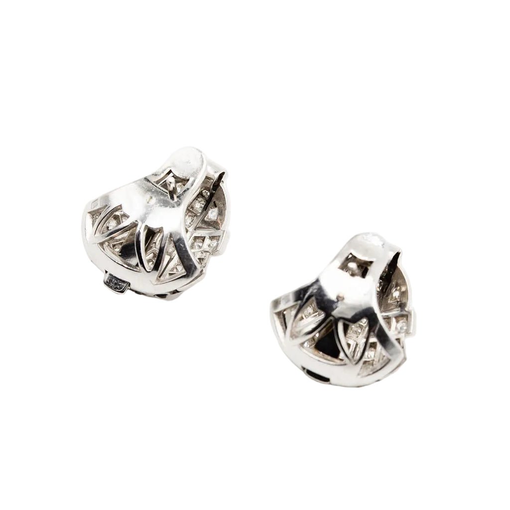 Boucles d'oreilles Art Déco en platine et diamants - Castafiore