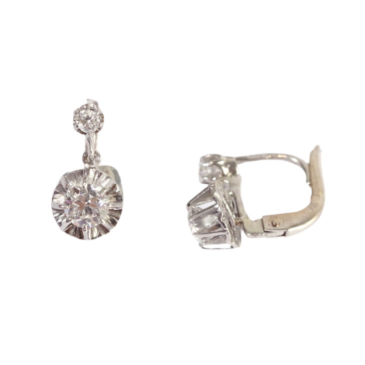 Boucles d'oreilles Art Deco en platine et diamants - Castafiore