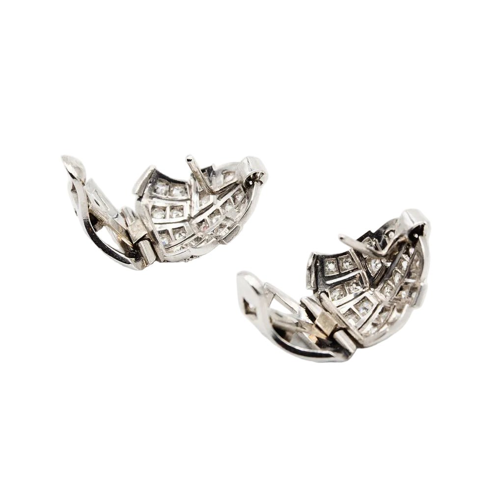 Boucles d'oreilles Art Déco en platine et diamants - Castafiore
