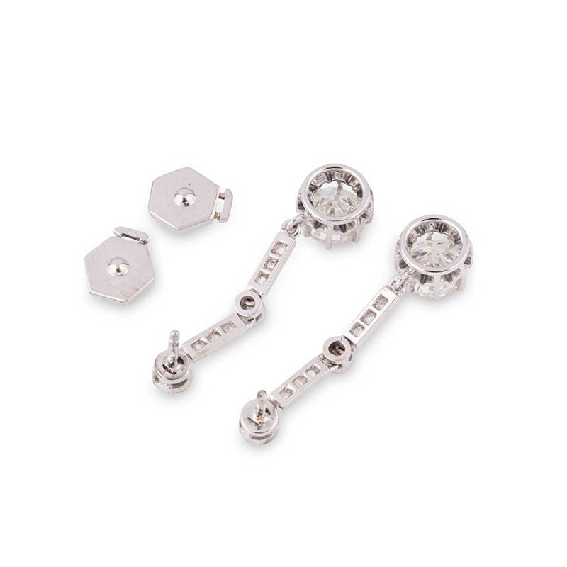 Boucles d'oreilles Art Déco  Platine et Diamants
