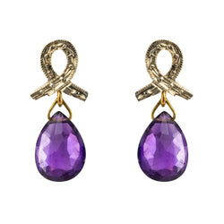 Boucles d'oreilles BAUME Noeud en or jaune et améthyste - Castafiore