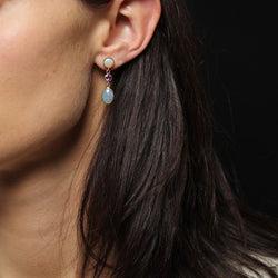 Boucles d'oreilles BAUME Pendantes en or jaune opales et grenats - Castafiore