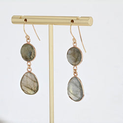 Boucles d'oreilles BAUME Pendants en or rose et labradorite - Castafiore