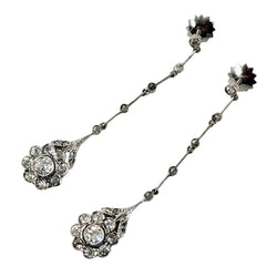 Boucles d'oreilles Belle Époque en platine, or jaune et diamants - Castafiore
