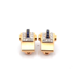 Boucles d'oreilles BOUCHERON en or jaune, saphirs et diamants - Castafiore