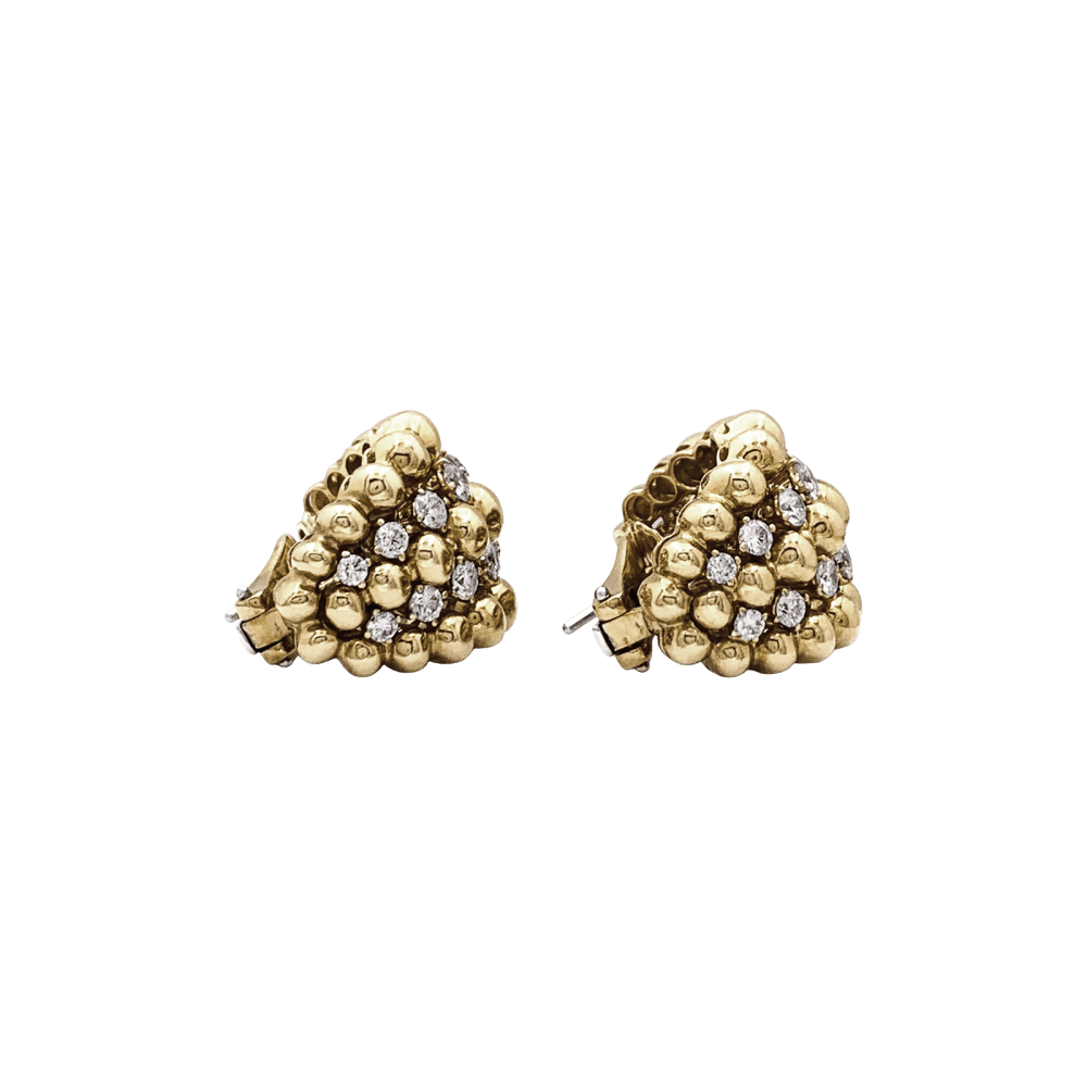 Earrings Boucheron, "Grain de raisin" in yellow gold and diamonds.