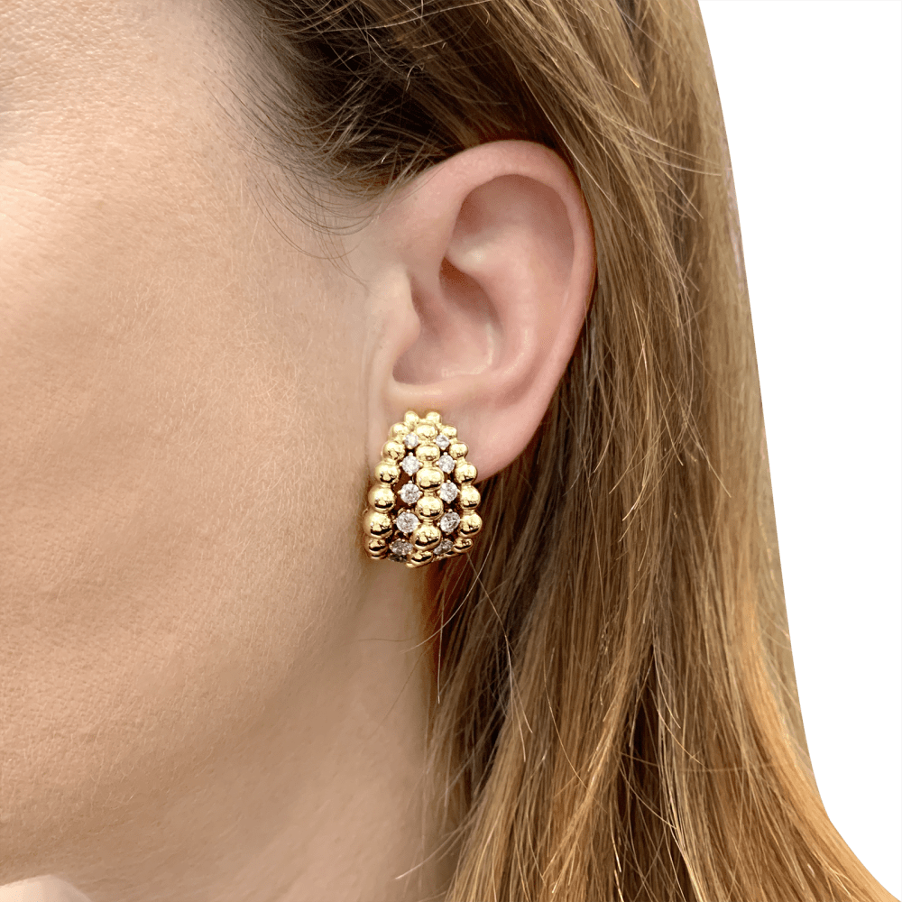 Earrings Boucheron, "Grain de raisin" in yellow gold and diamonds.