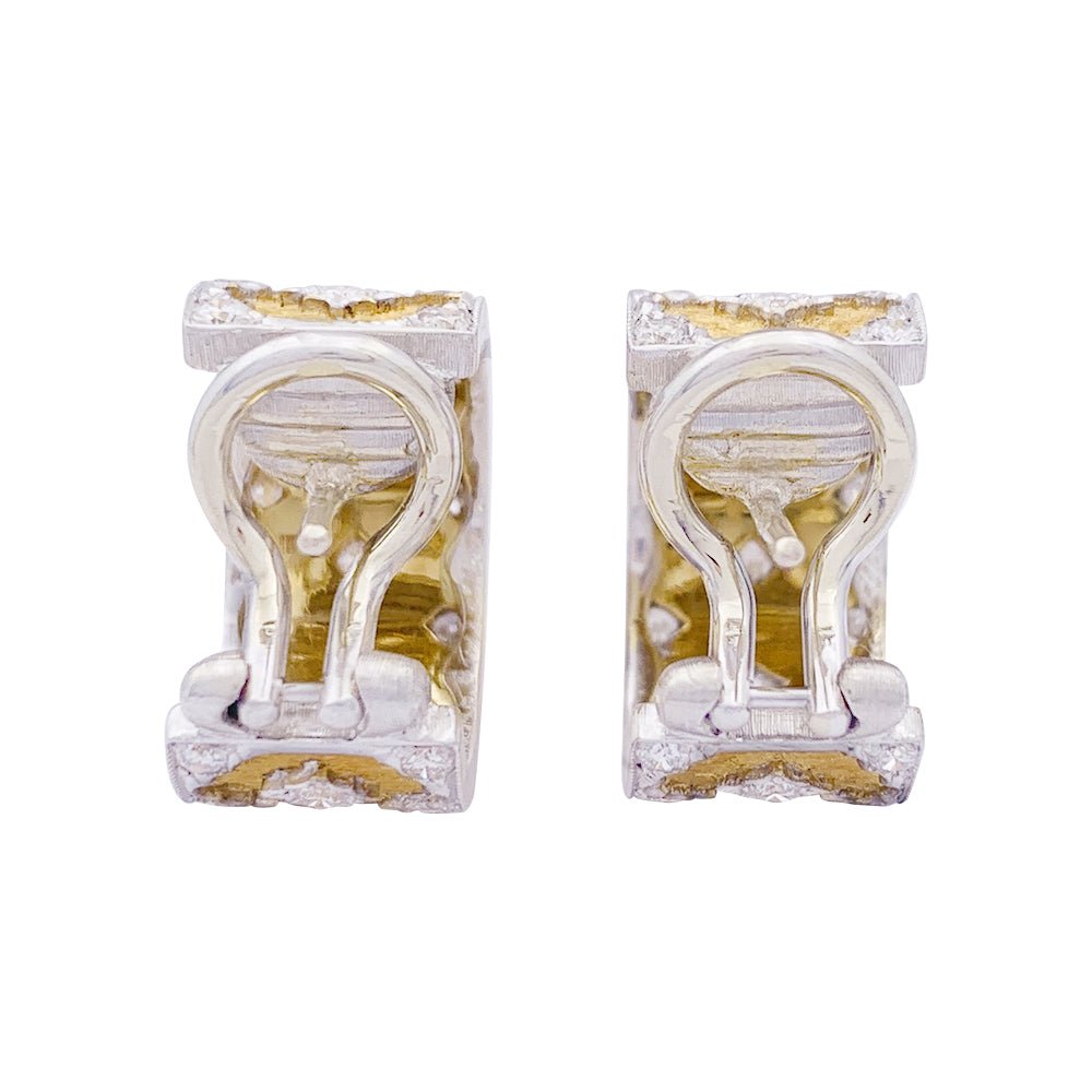 Boucles d'oreilles Buccellati, deux ors, diamants. - Castafiore