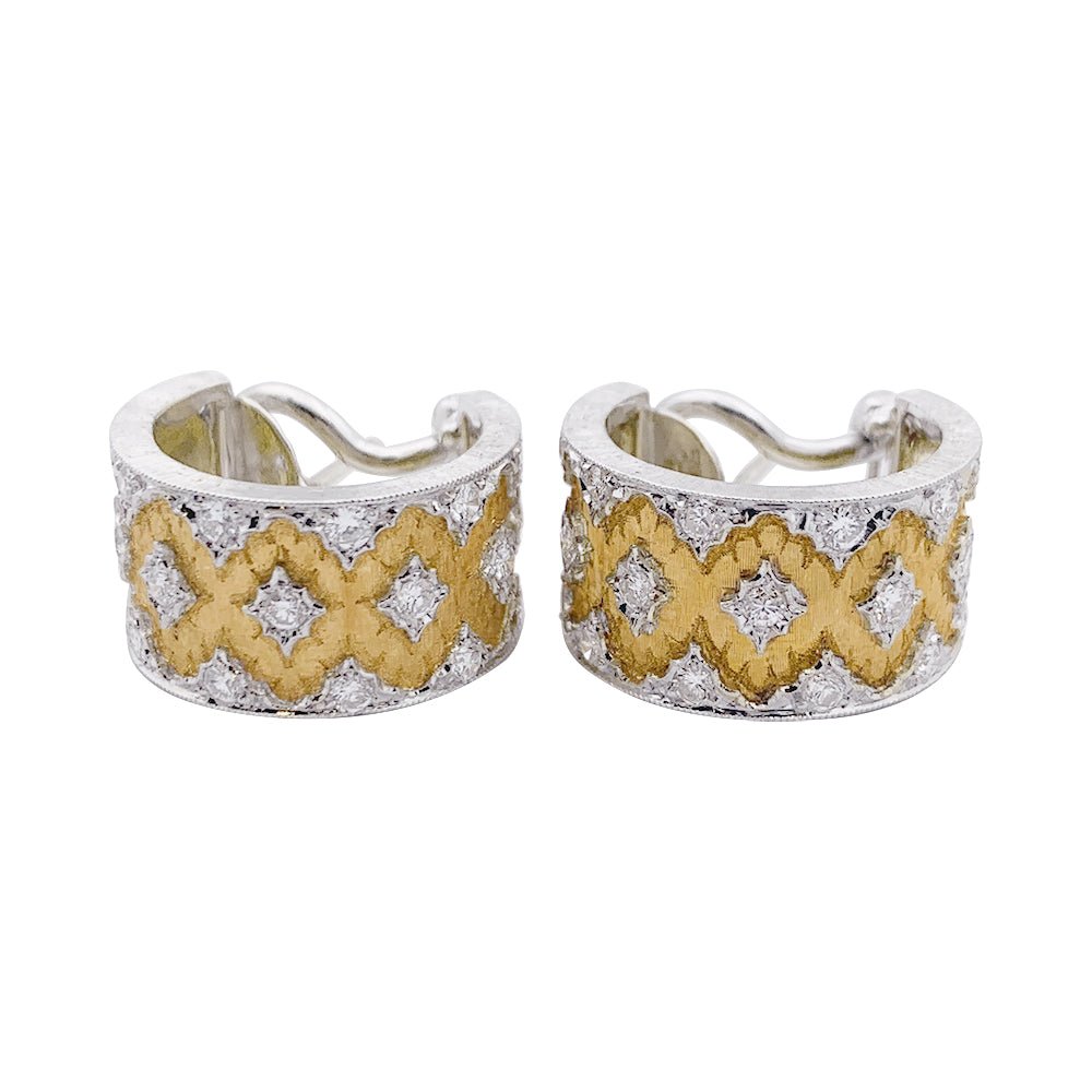 Boucles d'oreilles Buccellati, deux ors, diamants. - Castafiore