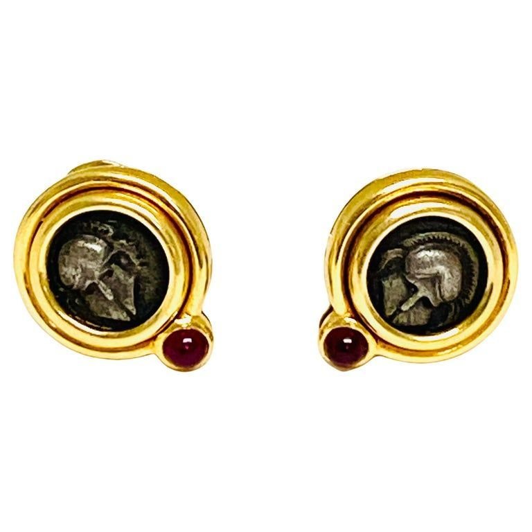 Boucles d'oreilles BULGARI "Monete" en or jaune et argent - Castafiore