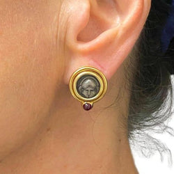 Boucles d'oreilles BULGARI "Monete" en or jaune et argent - Castafiore