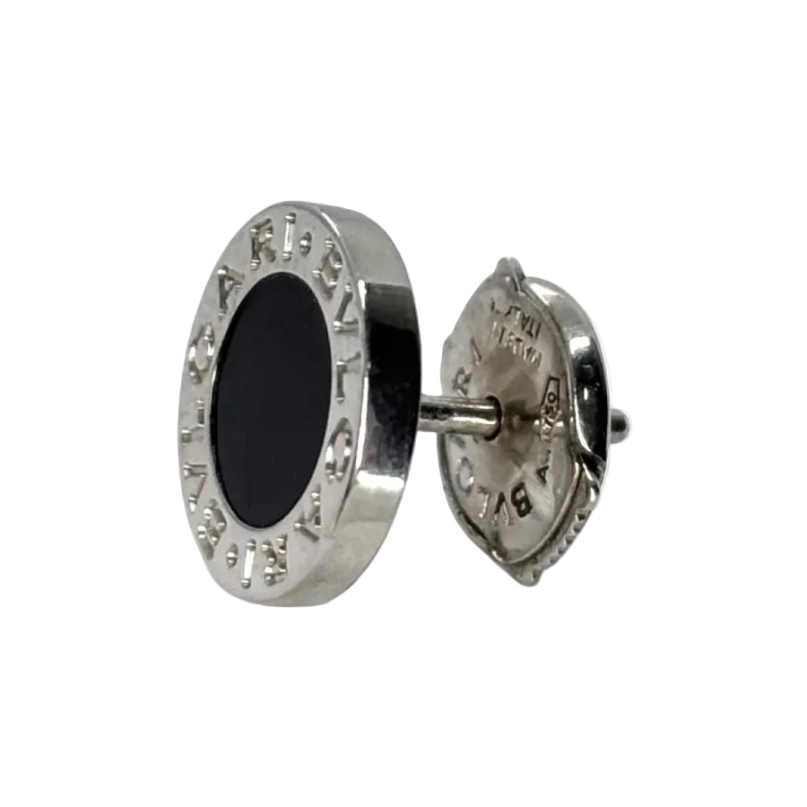 Boucles d'oreilles BULGARI Mono en or blanc et onyx - Castafiore