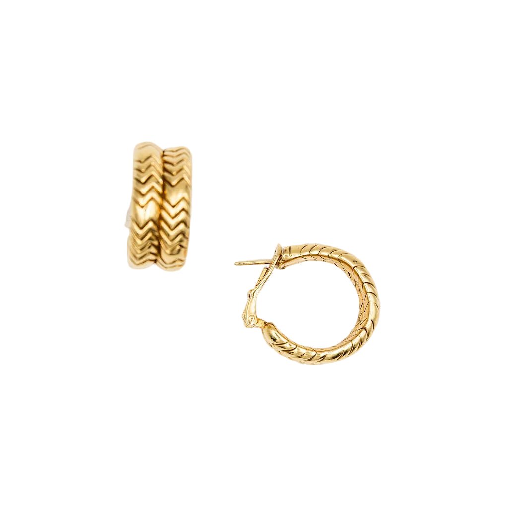 Boucles d'oreilles BVLGARI "Spiga" créoles en or jaune - Castafiore