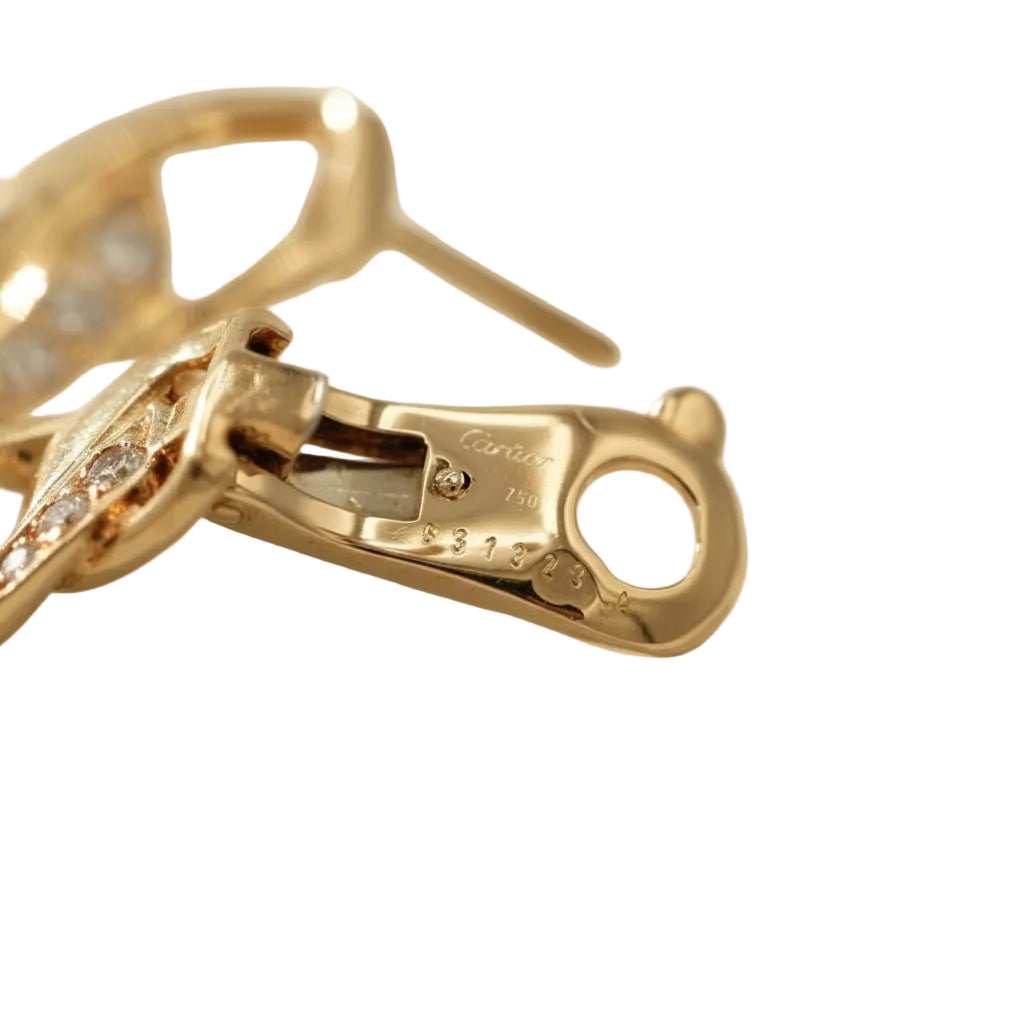 Boucles d’Oreilles CARTIER "Bergame" en or jaune et diamants - Castafiore