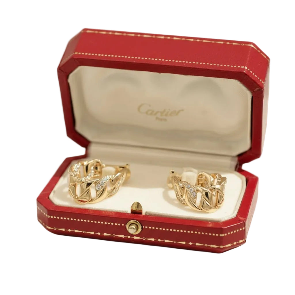 Boucles d’Oreilles CARTIER "Bergame" en or jaune et diamants - Castafiore