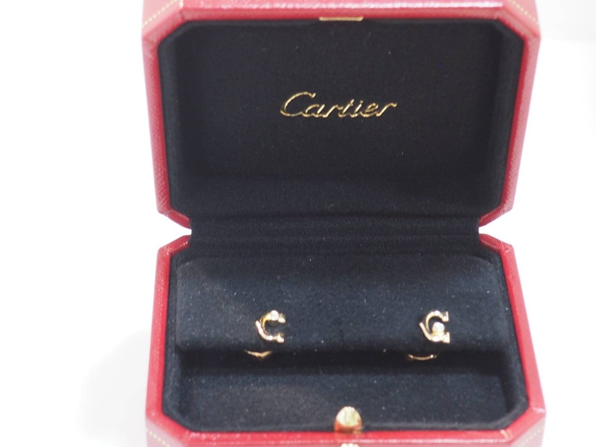 Boucles d'oreilles Cartier C en or jaune et diamants - Castafiore
