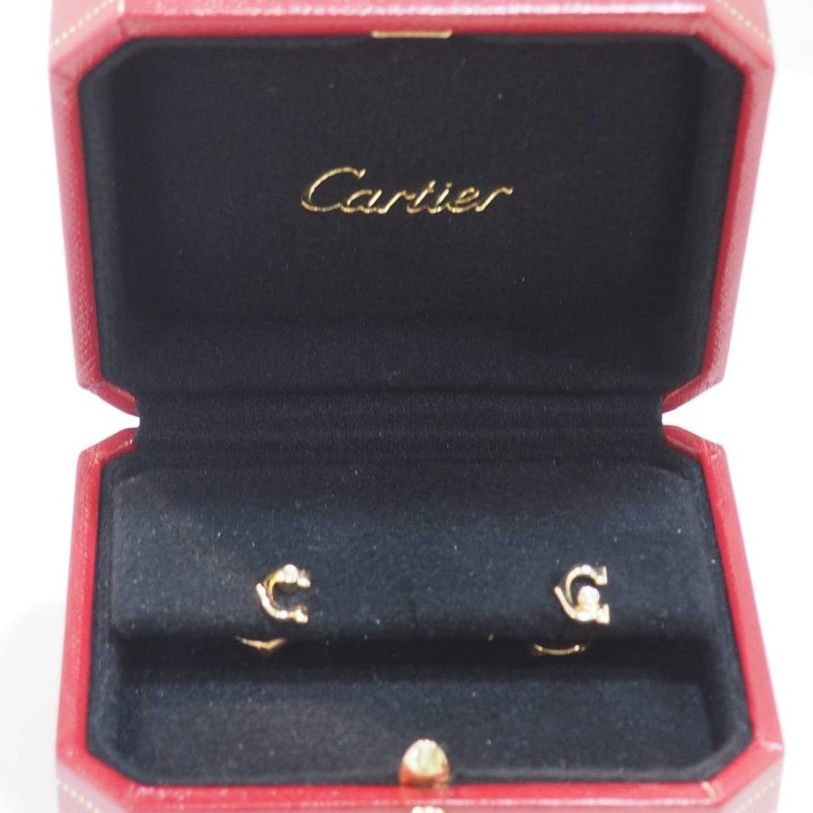 Boucles d'oreilles Cartier C en or jaune et diamants - Castafiore