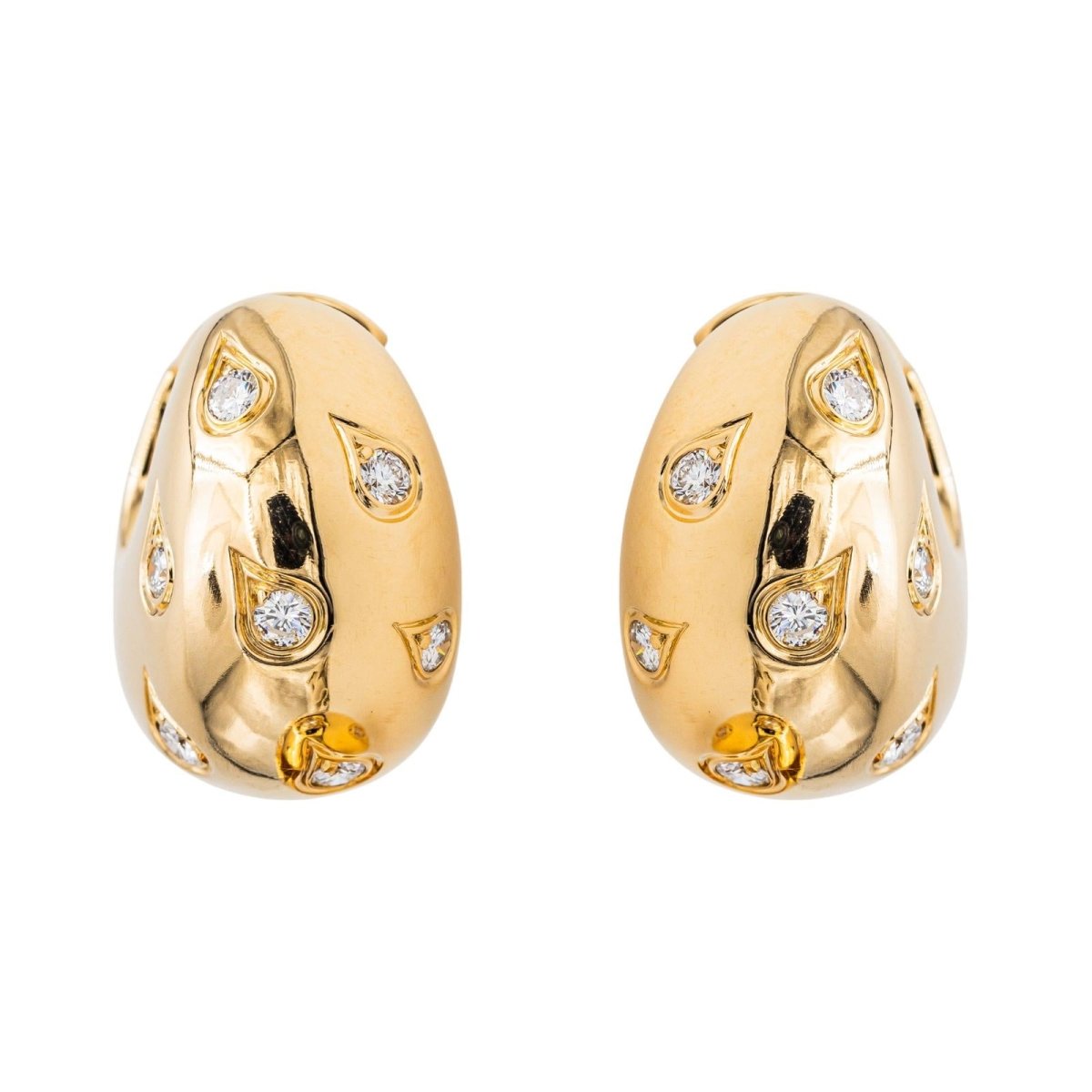 Boucles d'oreilles Cartier Créoles Or jaune Diamant - Castafiore