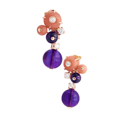 Boucles d'oreilles CARTIER Délices de Goa en or rose améthystes, diamants et corail - Castafiore