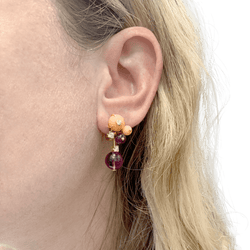 Boucles d'oreilles CARTIER Délices de Goa en or rose améthystes, diamants et corail - Castafiore