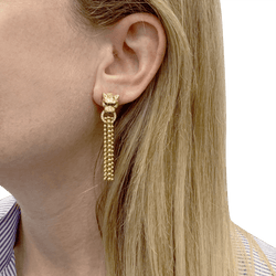 Boucles d'oreilles CARTIER Panthère en or jaune diamants tsavorites et onyx - Castafiore