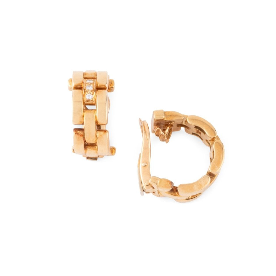 Boucles d'oreilles CARTIER Panthère en or jaune et diamants - Castafiore