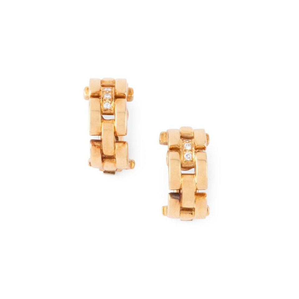 Boucles d'oreilles CARTIER Panthère en or jaune et diamants - Castafiore