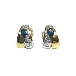 Boucles d'oreilles CARVEN Enroulement en or jaune et blanc saphirs et diamants - Castafiore