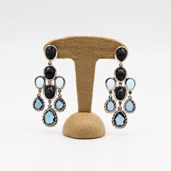 Boucles d'oreilles Chandelier DAVID YURMAN en argent, topaze bleue, hématite et diamant - Castafiore