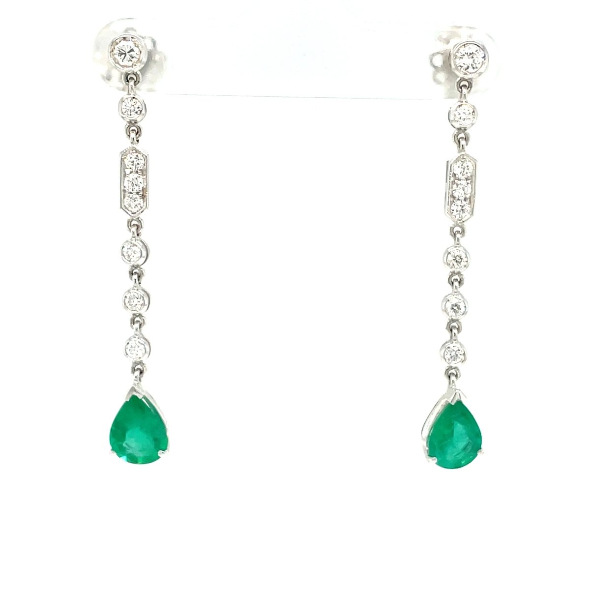 Boucles d'oreilles chandelier en émeraude colombienne et diamant d'été - Castafiore