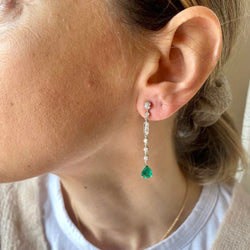 Boucles d'oreilles chandelier en émeraude colombienne et diamant d'été - Castafiore