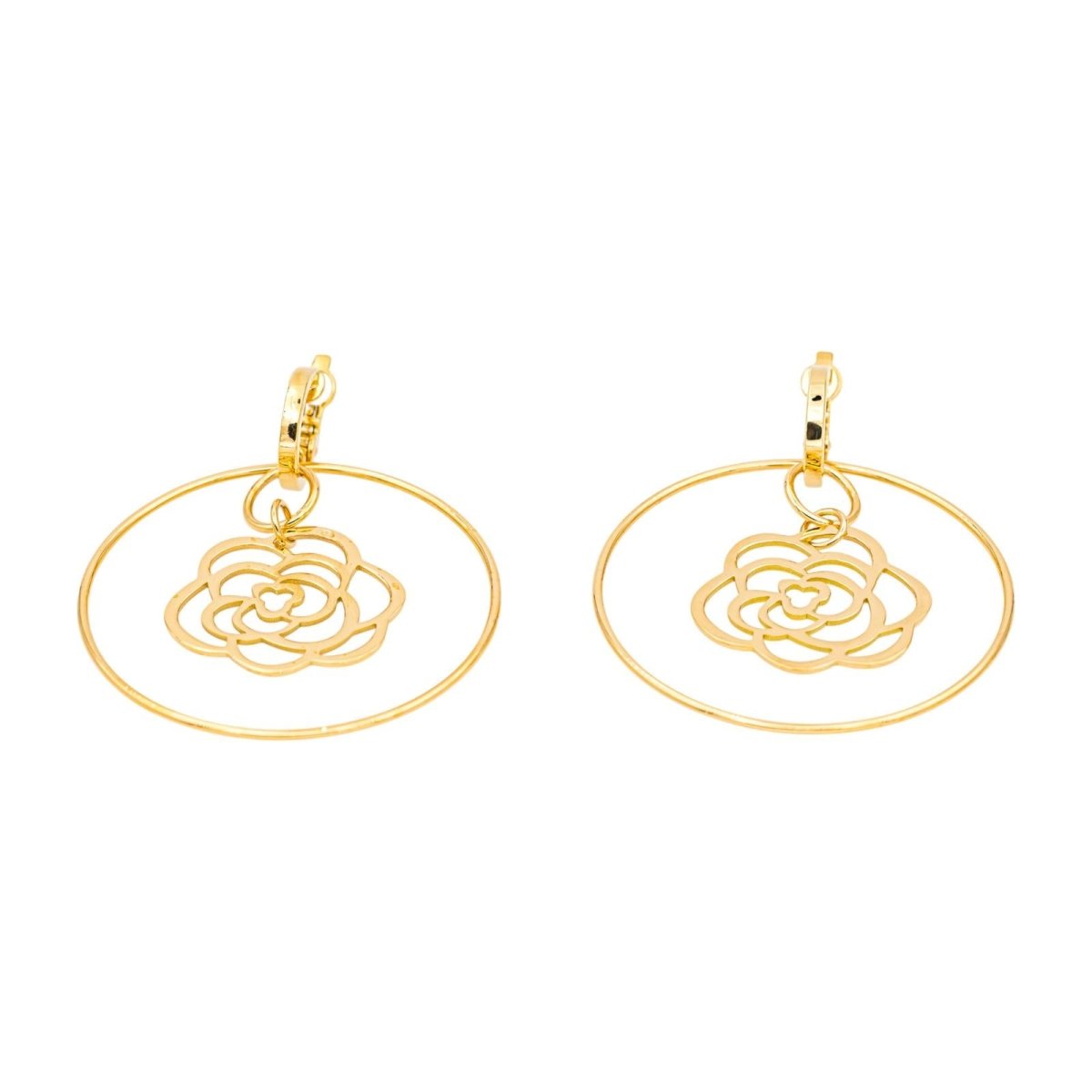 Boucles d'oreilles CHANEL "Camélia" en or jaune - Castafiore