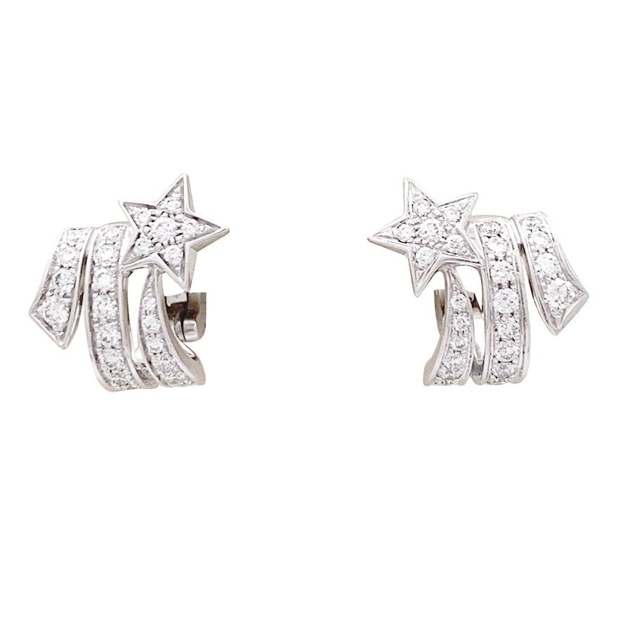 Boucles d'oreilles CHANEL "Etoile Filante" en or blanc et diamants - Castafiore