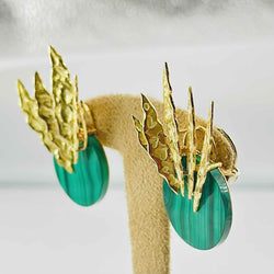 Boucles d'oreilles CHAUMET en or jaune et malachite - Castafiore