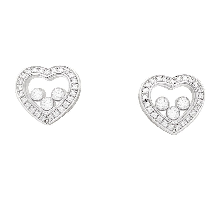 Boucles d'oreilles CHOPARD "Happy Diamonds" en or blanc et diamants - Castafiore