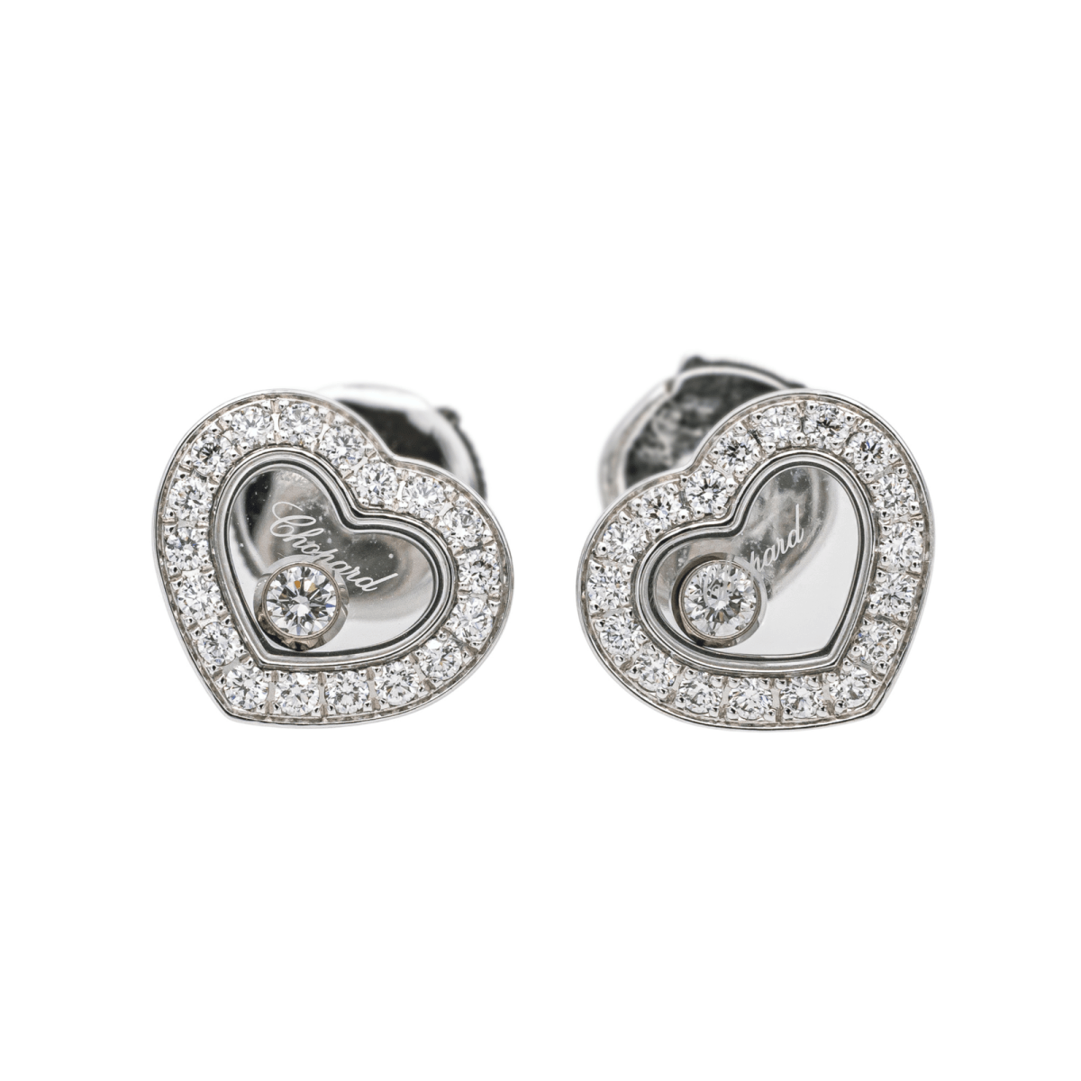 Boucles d'oreilles CHOPARD "Happy Diamonds" en or blanc et diamants - Castafiore