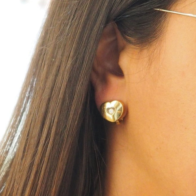 Boucles d'oreilles Chopard Happy Diamonds en or jaune et diamant - Castafiore