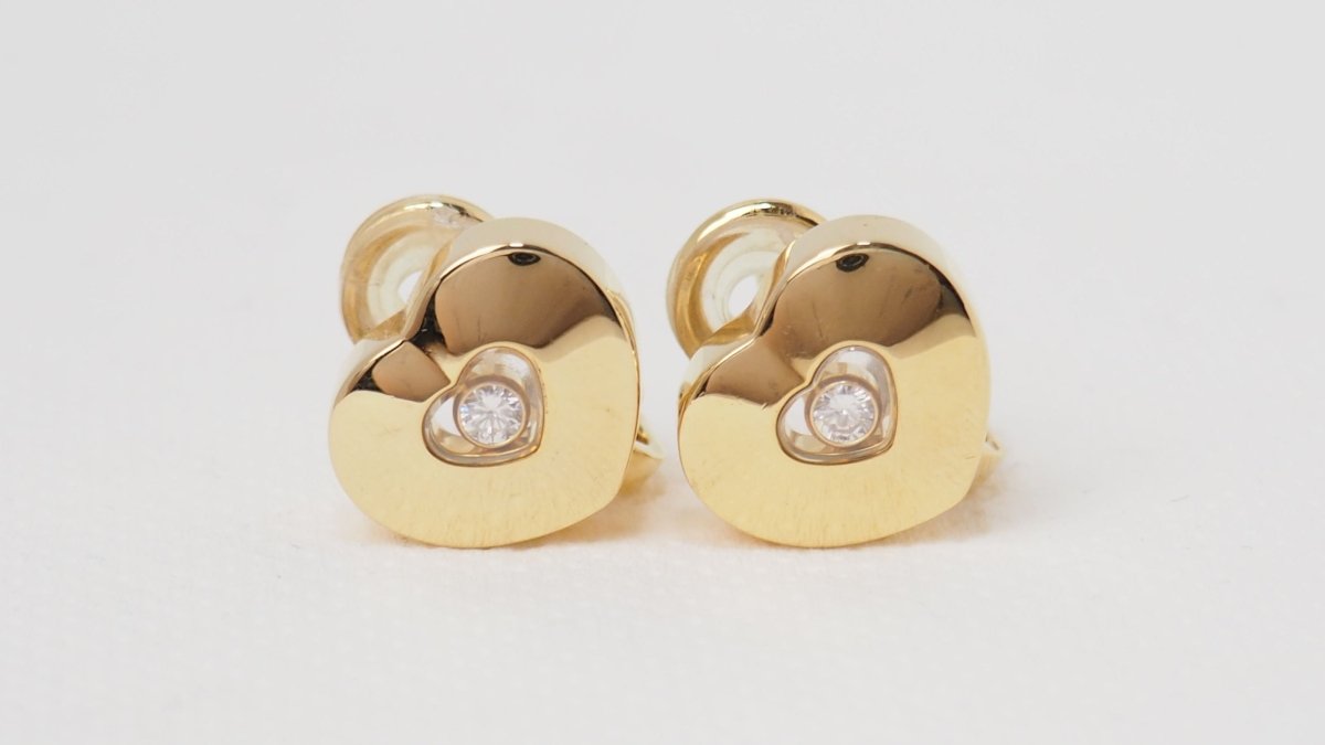 Boucles d'oreilles Chopard Happy Diamonds en or jaune et diamant - Castafiore