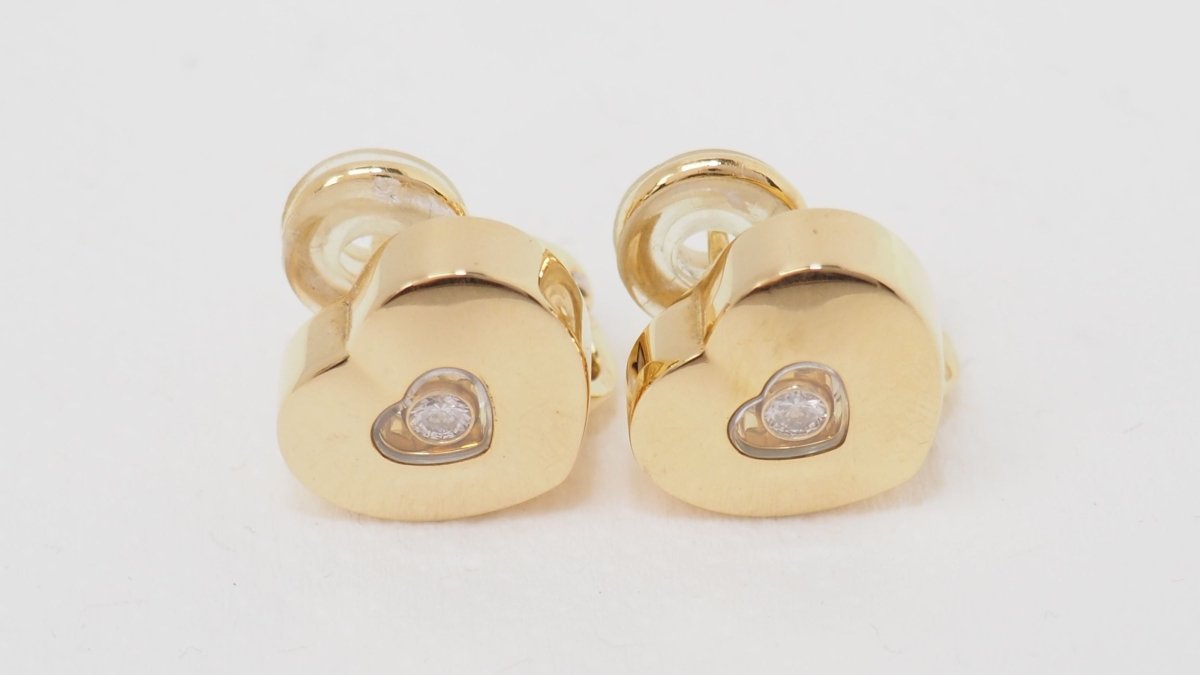 Boucles d'oreilles Chopard Happy Diamonds en or jaune et diamant - Castafiore