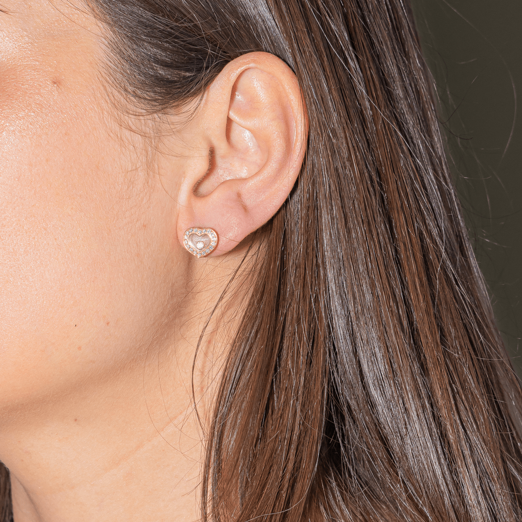 Boucles d'oreilles CHOPARD "Happy diamonds" en or rose et diamants - Castafiore