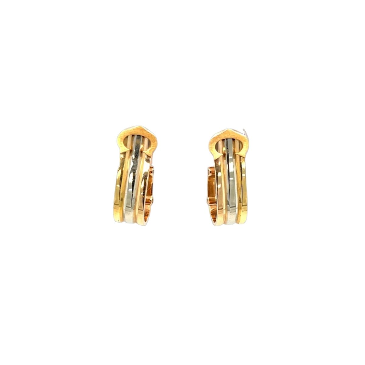 Boucles d'oreilles Clip CARTIER "2C" trois ors - Castafiore